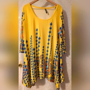 White Mark 3XL Rella Tunic‎ Top Yellow
